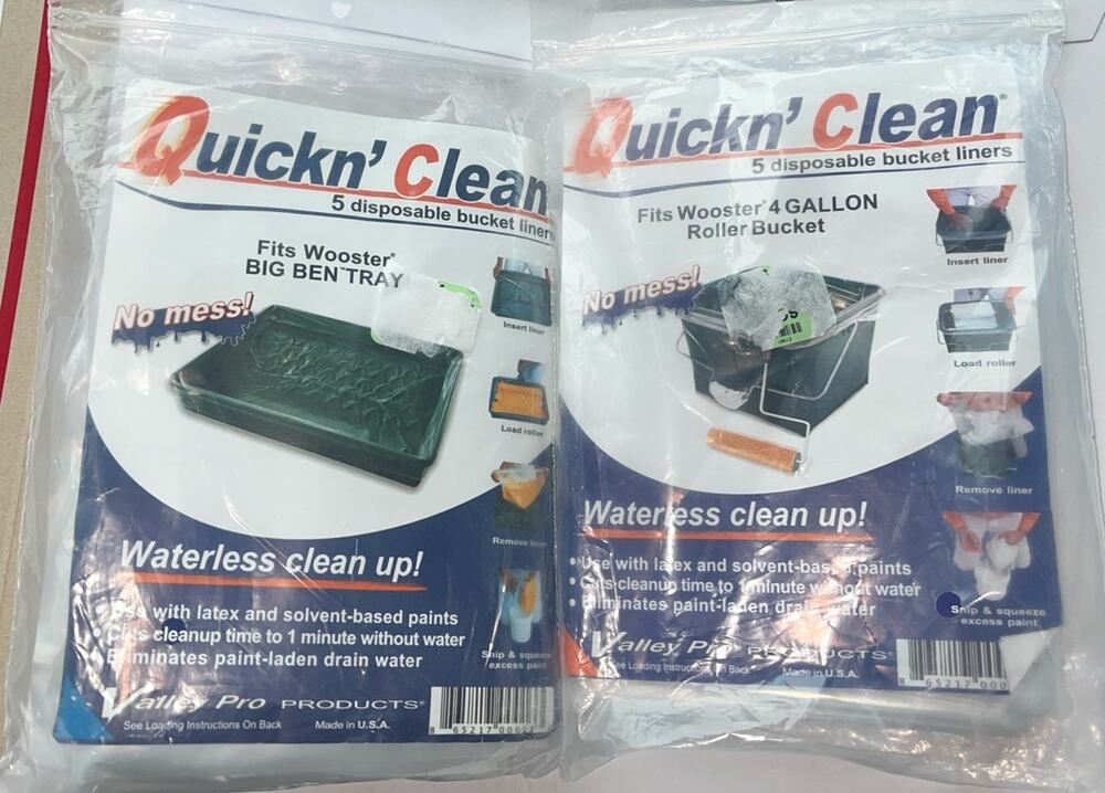Valley Pro Quickn'Clean Bucket Liners in Clear 5 Pack Lot of 2 (10 Total)